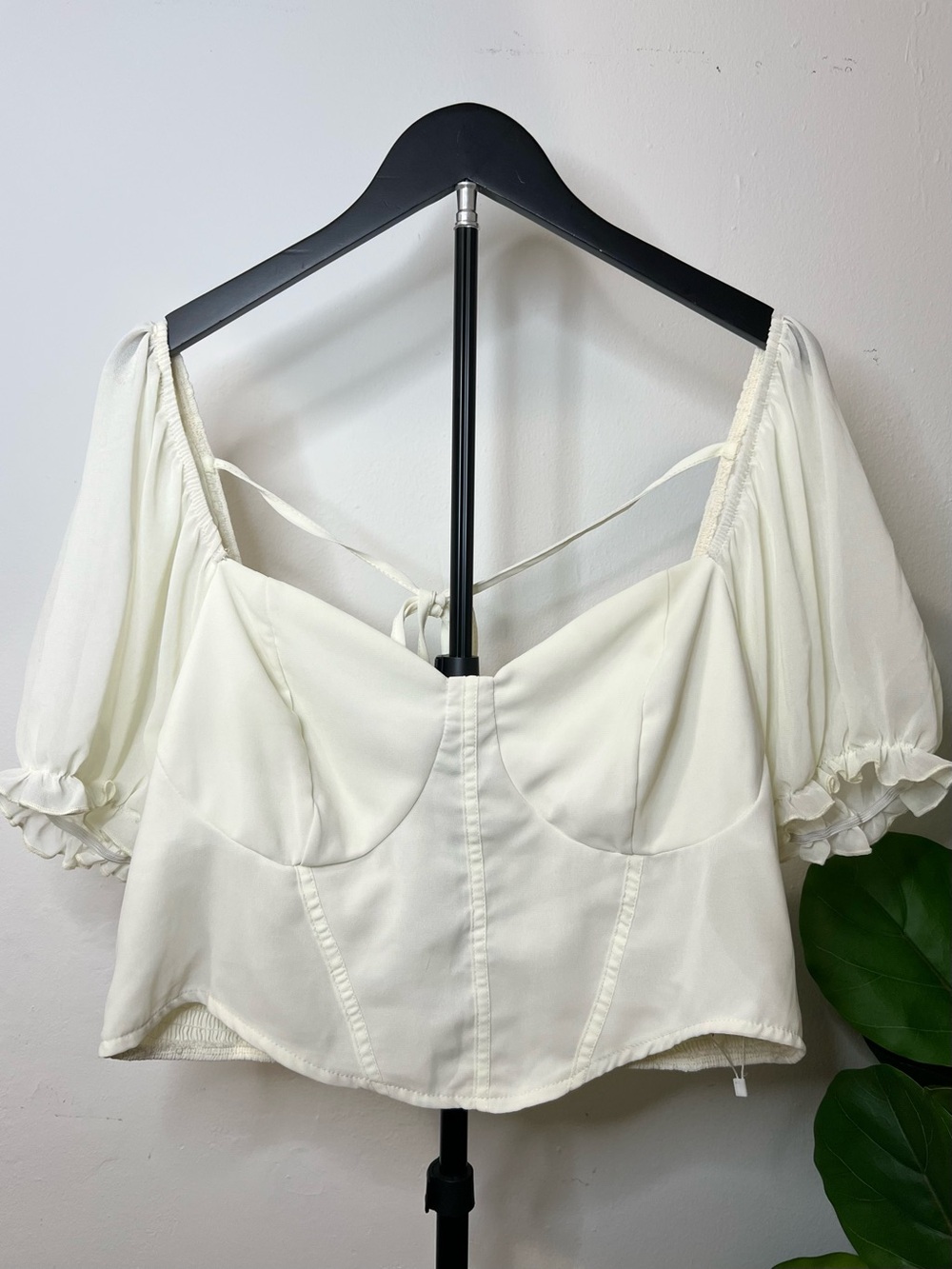 Women's Cream Puff Sleeve Corset Top
